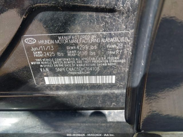 Photo 8 VIN: 5NPEC4AC5DH764108 - HYUNDAI SONATA 