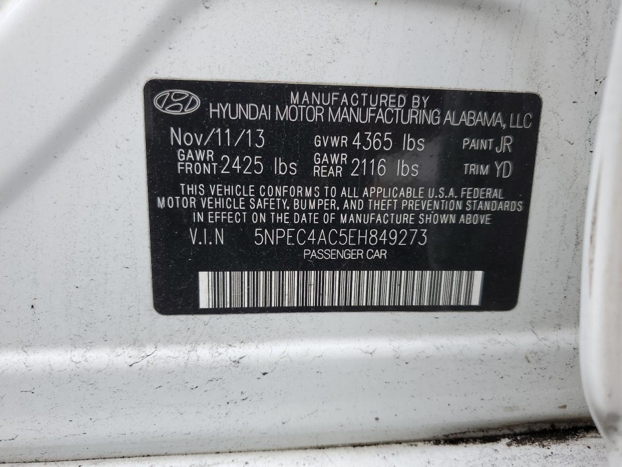 Photo 12 VIN: 5NPEC4AC5EH849273 - HYUNDAI SONATA 