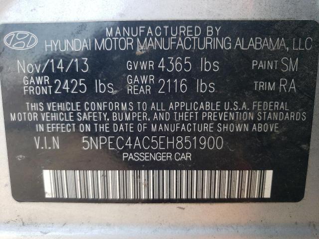 Photo 11 VIN: 5NPEC4AC5EH851900 - HYUNDAI SONATA SE 