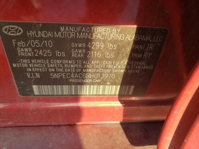 Photo 9 VIN: 5NPEC4AC6BH013970 - HYUNDAI SONATA SE 