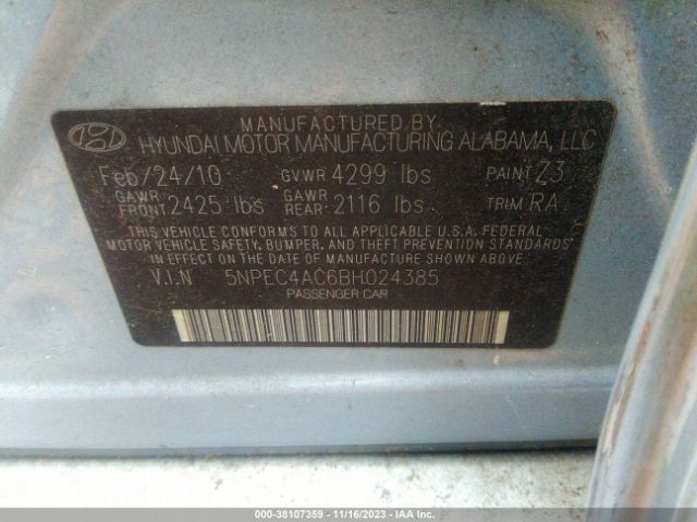 Photo 8 VIN: 5NPEC4AC6BH024385 - HYUNDAI SONATA 