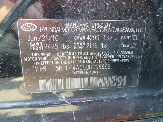 Photo 9 VIN: 5NPEC4AC6BH096669 - HYUNDAI SONATA SE 