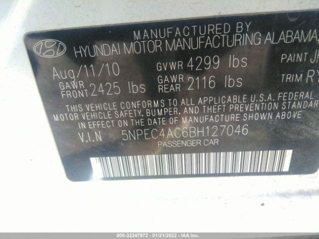 Photo 8 VIN: 5NPEC4AC6BH127046 - HYUNDAI SONATA 