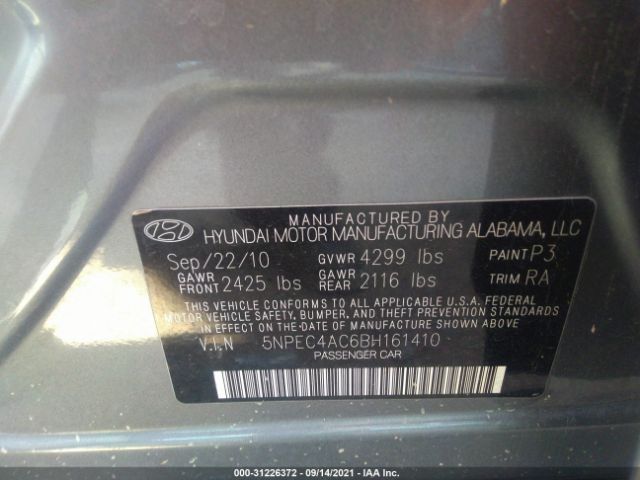 Photo 8 VIN: 5NPEC4AC6BH161410 - HYUNDAI SONATA 