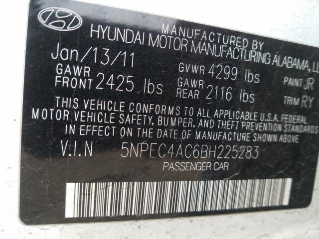 Photo 9 VIN: 5NPEC4AC6BH225283 - HYUNDAI SONATA SE 