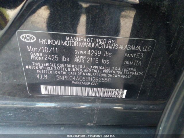 Photo 8 VIN: 5NPEC4AC6BH262558 - HYUNDAI SONATA 