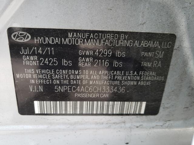 Photo 9 VIN: 5NPEC4AC6CH333436 - HYUNDAI SONATA SE 