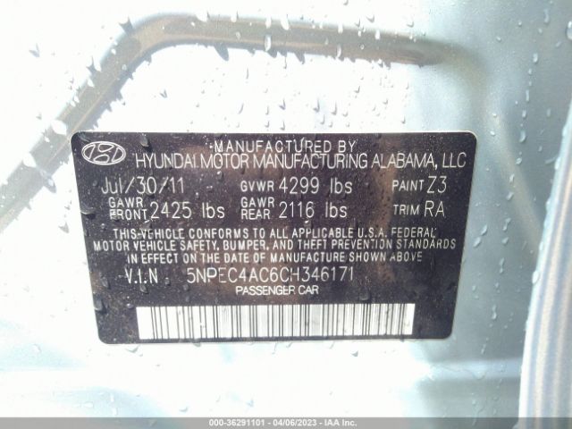 Photo 8 VIN: 5NPEC4AC6CH346171 - HYUNDAI SONATA 