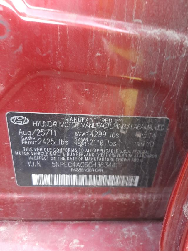 Photo 9 VIN: 5NPEC4AC6CH363441 - HYUNDAI SONATA SE 