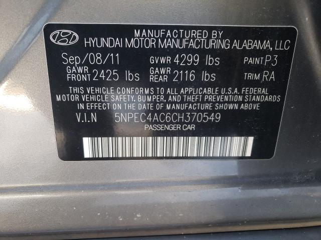 Photo 9 VIN: 5NPEC4AC6CH370549 - HYUNDAI SONATA SE 