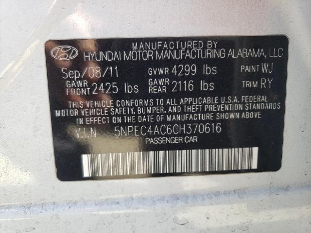 Photo 9 VIN: 5NPEC4AC6CH370616 - HYUNDAI SONATA SE 