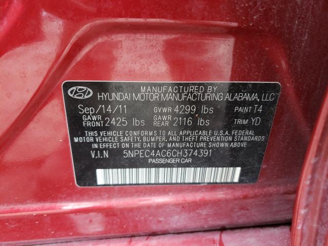 Photo 9 VIN: 5NPEC4AC6CH374391 - HYUNDAI SONATA SE 