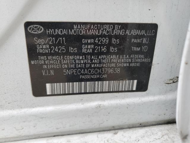 Photo 12 VIN: 5NPEC4AC6CH379638 - HYUNDAI SONATA 