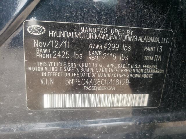 Photo 9 VIN: 5NPEC4AC6CH418129 - HYUNDAI SONATA SE 