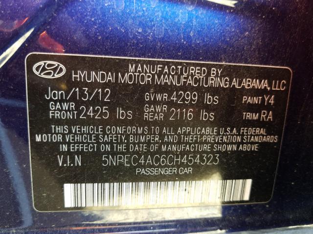 Photo 9 VIN: 5NPEC4AC6CH454323 - HYUNDAI SONATA SE 