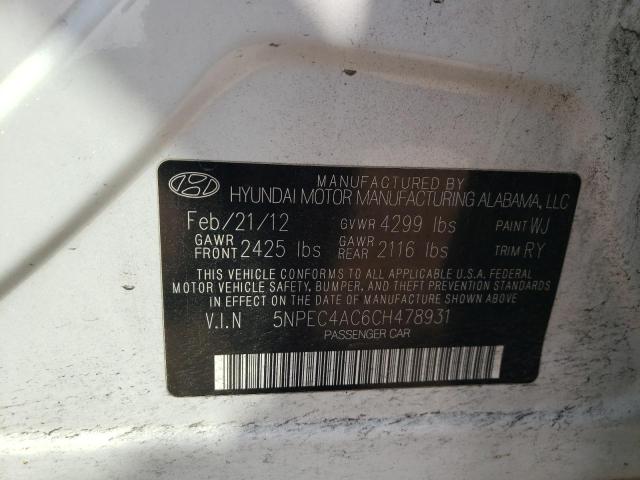 Photo 12 VIN: 5NPEC4AC6CH478931 - HYUNDAI SONATA 