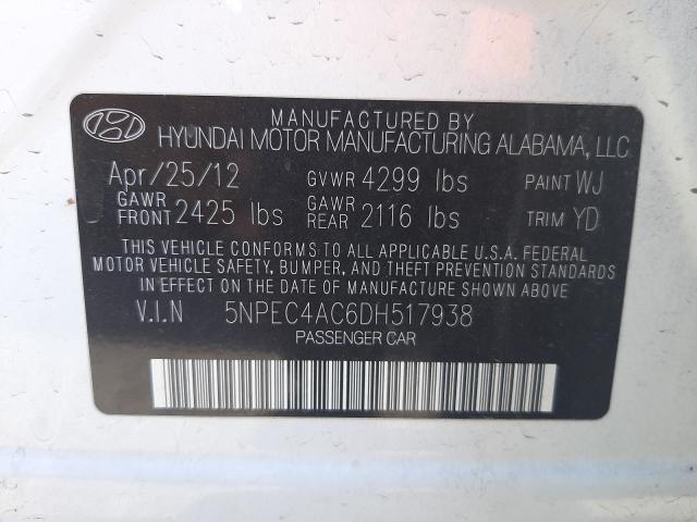 Photo 9 VIN: 5NPEC4AC6DH517938 - HYUNDAI SONATA SE 