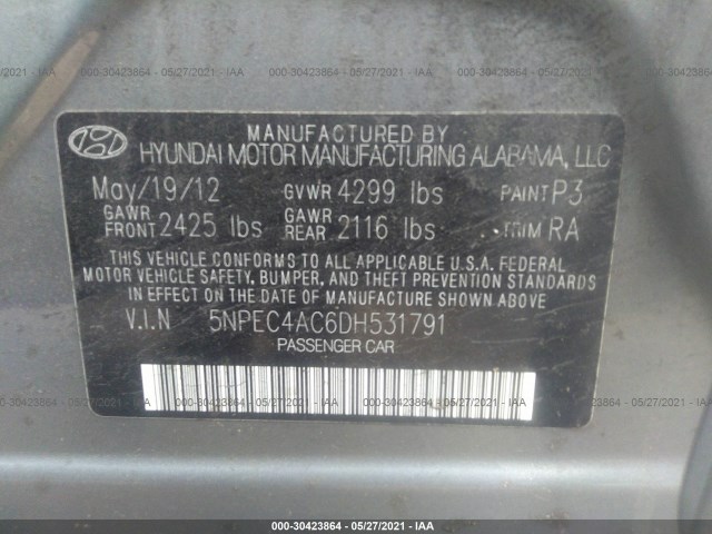 Photo 8 VIN: 5NPEC4AC6DH531791 - HYUNDAI SONATA 