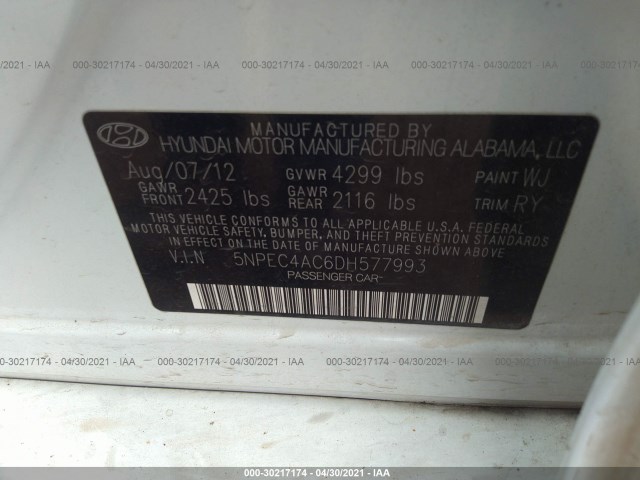 Photo 8 VIN: 5NPEC4AC6DH577993 - HYUNDAI SONATA 