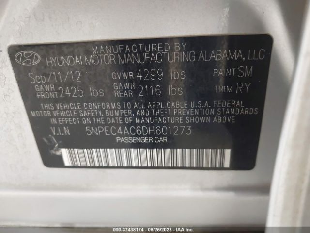 Photo 8 VIN: 5NPEC4AC6DH601273 - HYUNDAI SONATA 