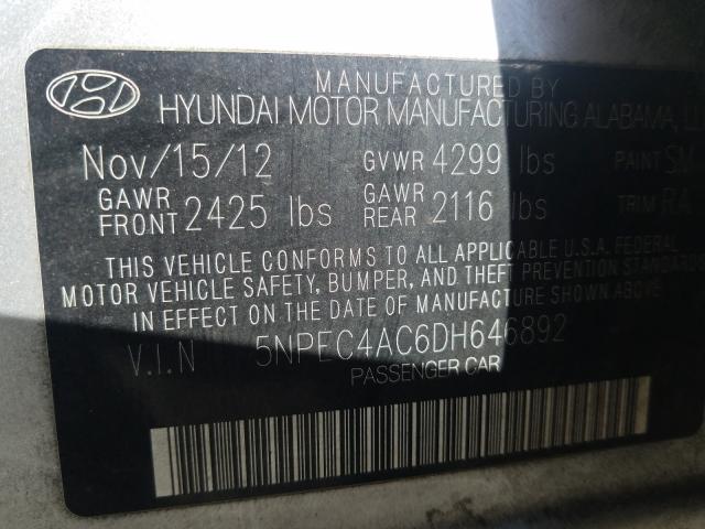 Photo 9 VIN: 5NPEC4AC6DH646892 - HYUNDAI SONATA SE 