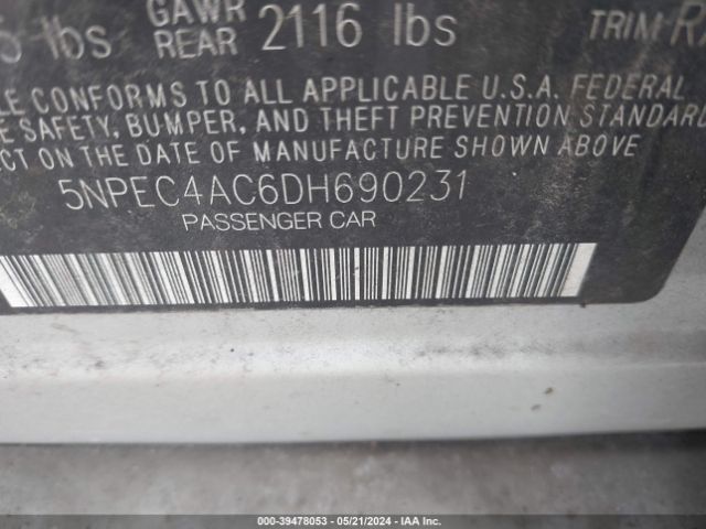 Photo 8 VIN: 5NPEC4AC6DH690231 - HYUNDAI SONATA 