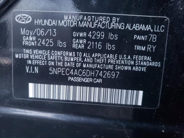 Photo 9 VIN: 5NPEC4AC6DH742697 - HYUNDAI SONATA SE 