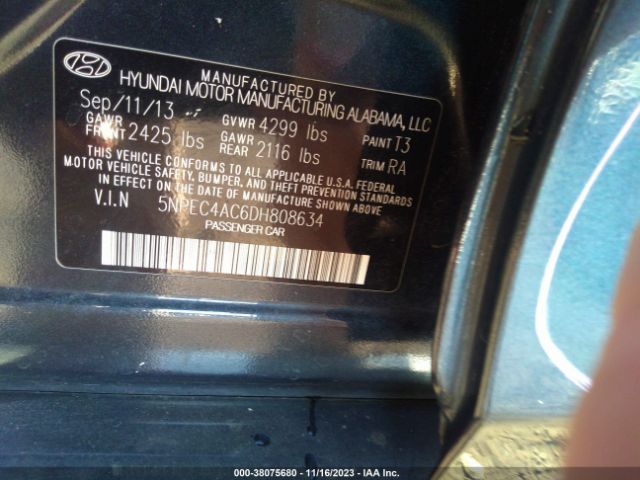 Photo 8 VIN: 5NPEC4AC6DH808634 - HYUNDAI SONATA 