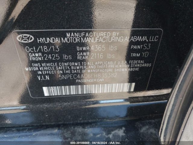 Photo 8 VIN: 5NPEC4AC6EH835382 - HYUNDAI SONATA 