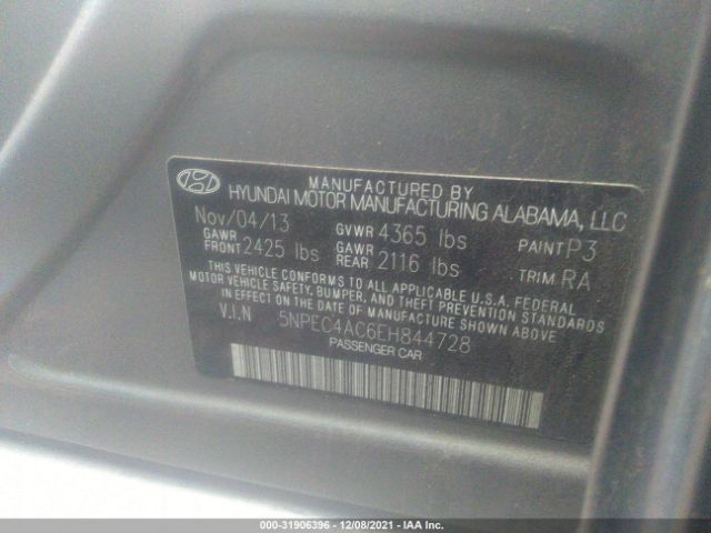 Photo 8 VIN: 5NPEC4AC6EH844728 - HYUNDAI SONATA 