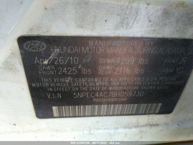 Photo 8 VIN: 5NPEC4AC7BH059730 - HYUNDAI SONATA 