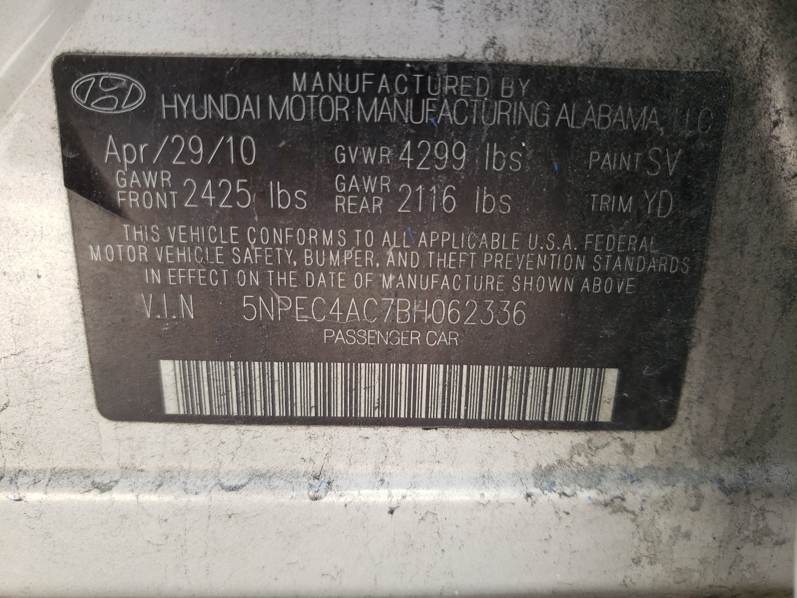 Photo 9 VIN: 5NPEC4AC7BH062336 - HYUNDAI SONATA SE 