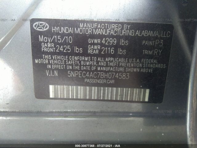 Photo 8 VIN: 5NPEC4AC7BH074583 - HYUNDAI SONATA 