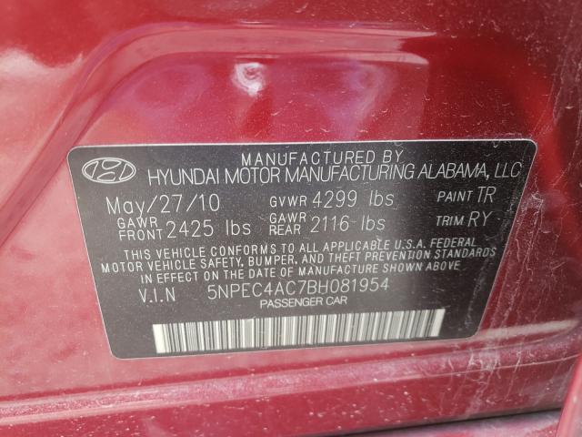 Photo 9 VIN: 5NPEC4AC7BH081954 - HYUNDAI SONATA SE 