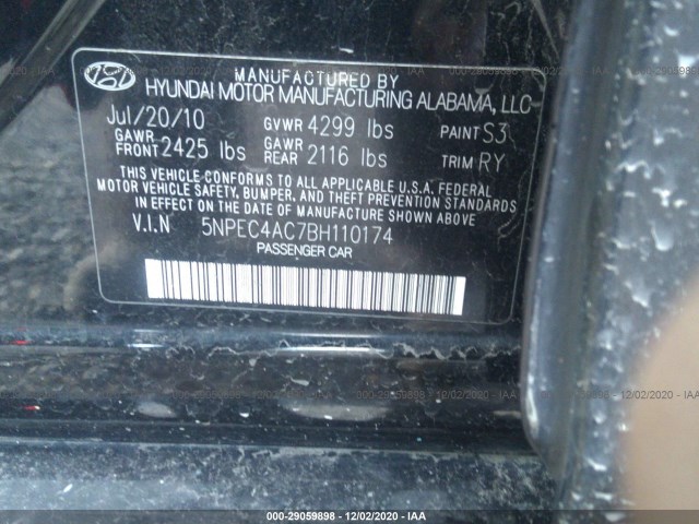 Photo 8 VIN: 5NPEC4AC7BH110174 - HYUNDAI SONATA 