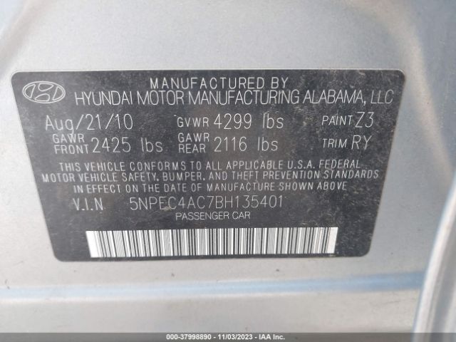 Photo 8 VIN: 5NPEC4AC7BH135401 - HYUNDAI SONATA 