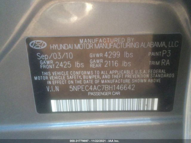 Photo 8 VIN: 5NPEC4AC7BH146642 - HYUNDAI SONATA 