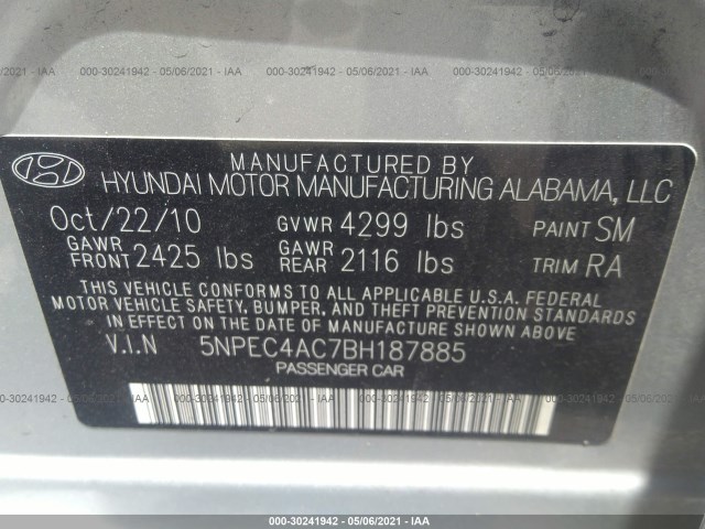 Photo 8 VIN: 5NPEC4AC7BH187885 - HYUNDAI SONATA 