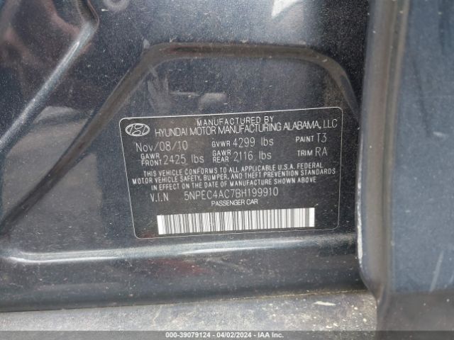 Photo 8 VIN: 5NPEC4AC7BH199910 - HYUNDAI SONATA 