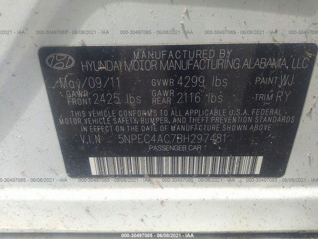 Photo 8 VIN: 5NPEC4AC7BH297481 - HYUNDAI SONATA 