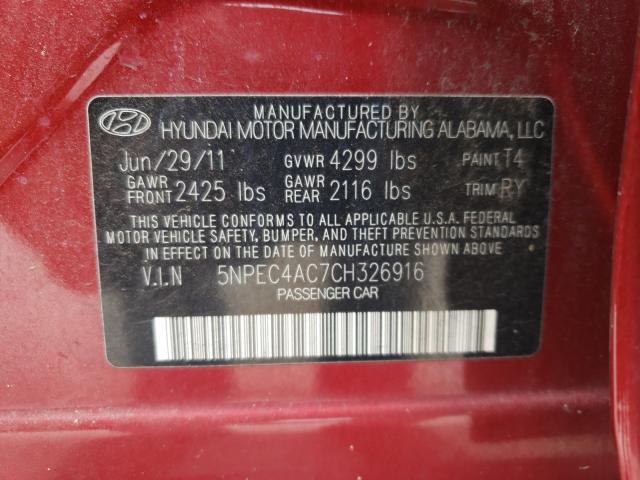 Photo 9 VIN: 5NPEC4AC7CH326916 - HYUNDAI SONATA SE 