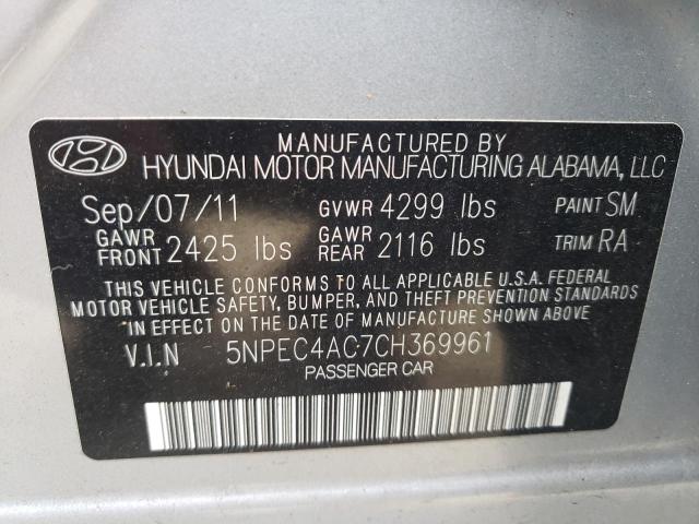 Photo 9 VIN: 5NPEC4AC7CH369961 - HYUNDAI SONATA SE 