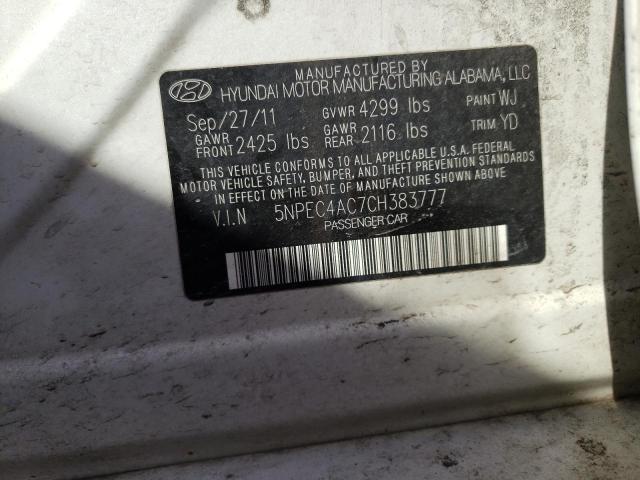 Photo 9 VIN: 5NPEC4AC7CH383777 - HYUNDAI SONATA SE 