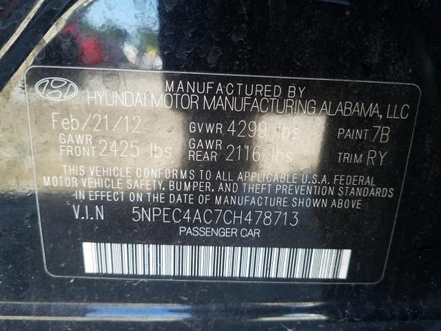 Photo 9 VIN: 5NPEC4AC7CH478713 - HYUNDAI SONATA SE 