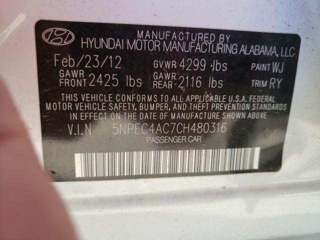 Photo 9 VIN: 5NPEC4AC7CH480316 - HYUNDAI SONATA SE 