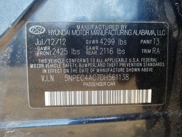 Photo 9 VIN: 5NPEC4AC7DH561138 - HYUNDAI SONATA SE 