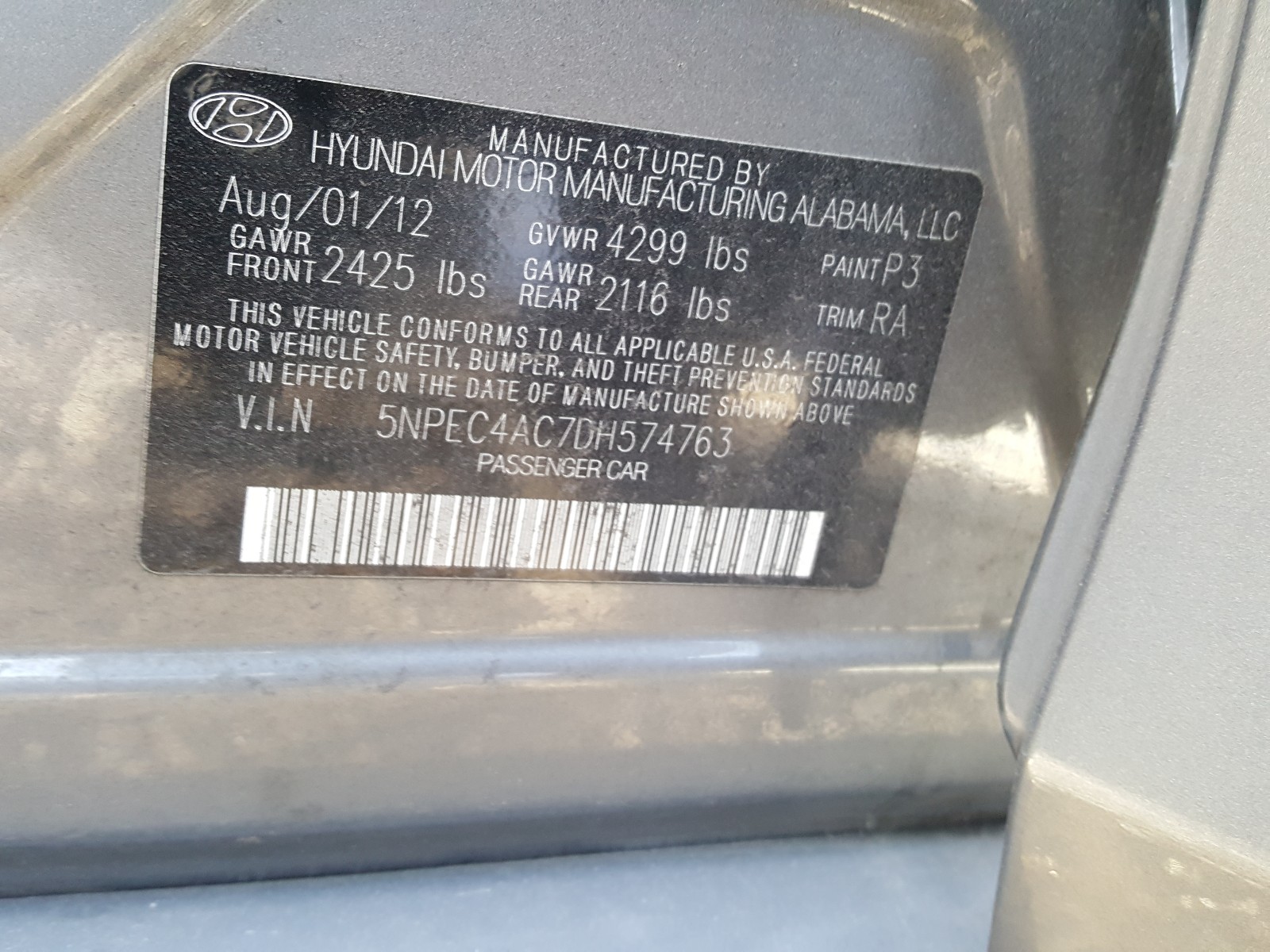 Photo 9 VIN: 5NPEC4AC7DH574763 - HYUNDAI SONATA SE 