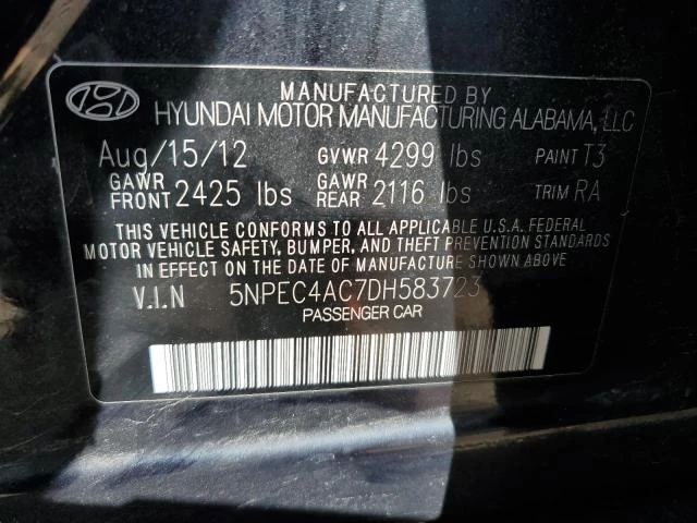 Photo 11 VIN: 5NPEC4AC7DH583723 - HYUNDAI SONATA SE 