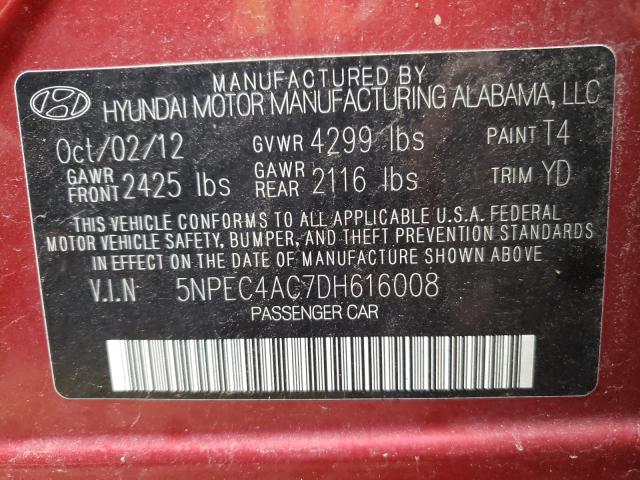 Photo 9 VIN: 5NPEC4AC7DH616008 - HYUNDAI SONATA SE 