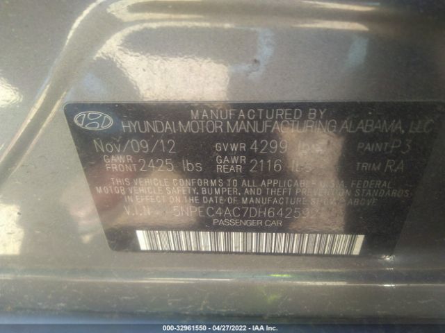 Photo 8 VIN: 5NPEC4AC7DH642592 - HYUNDAI SONATA 